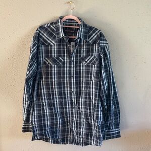 Men's Navy Plaid Button Down Shirt